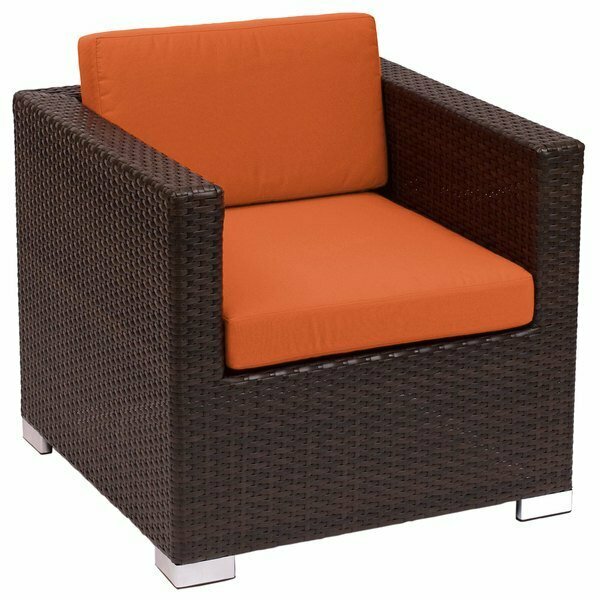 Bfm Seating Aruba Java Wicker Outdoor / Indoor Armchair with Rust Canvas Cushions 163PH5102JOR